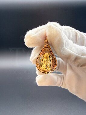 14K  Tri Color Gold Religious Stamp Pendant
